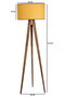 Opviq Lámpara de Pie Tripod con Pantalla de Tela Mostaza y Cuerpo de Madera
